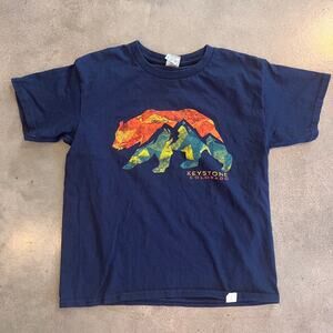 Gildan Keystone Colorado Navy Blue bear mountain Tshirt Boys Youth small NEW